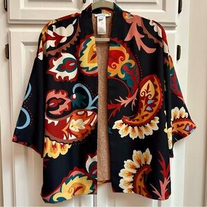 Chico’s Paisley Print Short Kimono Jacket Cardigan Size XS